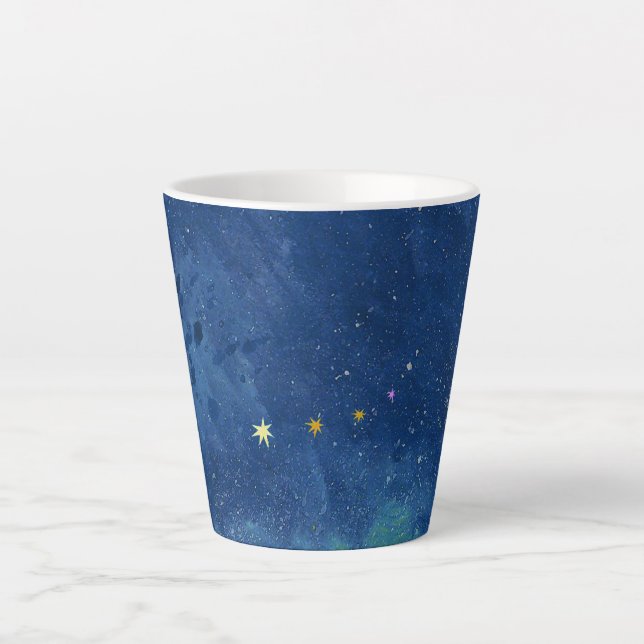  Abstract Starry Sky Watercolor Nebula Galaxy  Latte Mug (Front)