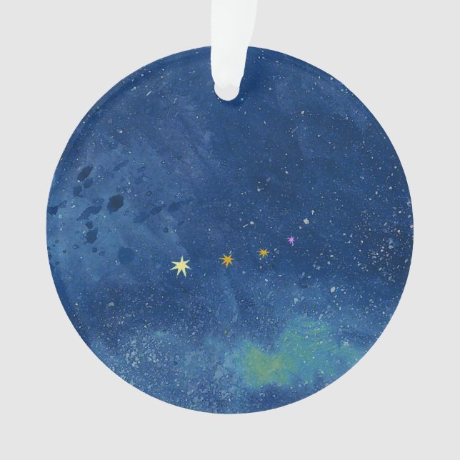  Abstract Starry Sky Watercolor Nebula Galaxy  Ornament (Front)
