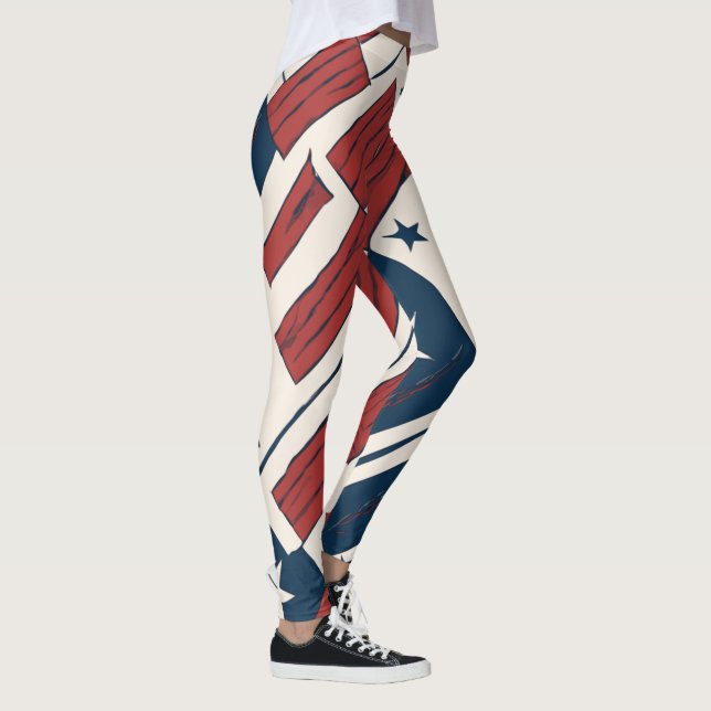 Abstract Stars and Stripes 4th of July Leggings (Right)