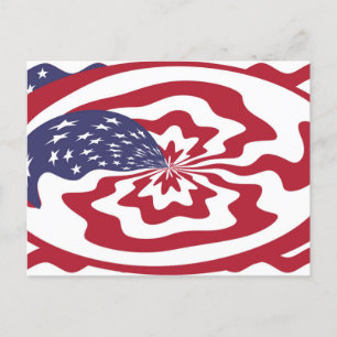 Abstract Stars and stripes American Patriotic art  Postcard