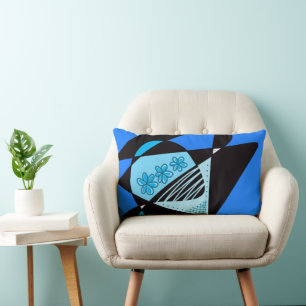 Abstract Stars And Stripes: Blue Black 2 Lumbar Cushion