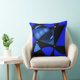 Abstract Stars And Stripes: Blue Black Cushion