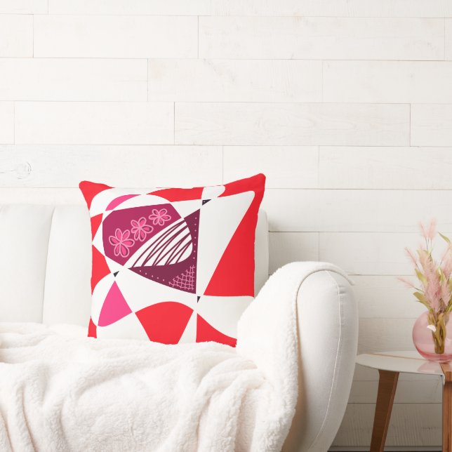 Abstract Stars And Stripes: Magenta Pink Red White Cushion (Couch)