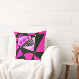 Abstract Stars And Stripes: Pink Black Cushion