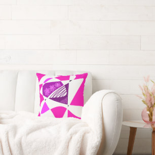 Abstract Stars And Stripes: Purple Pink White Cushion