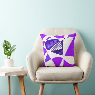 Abstract Stars And Stripes: Purple White Cushion
