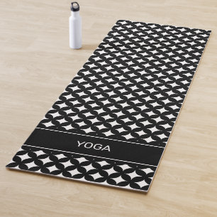 Abstract stars in black and white yoga mat