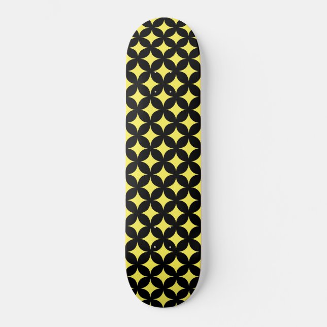 Abstract stars in black and yellow skateboard (Front)