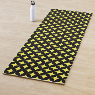 Abstract stars in black and yellow yoga mat