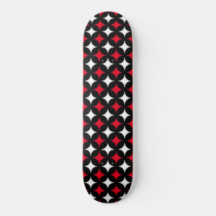Abstract stars in black red and white skateboard