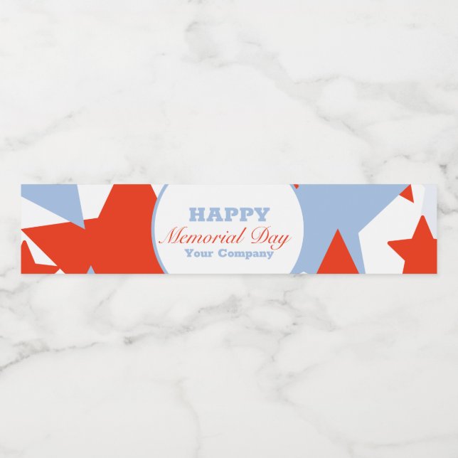 Abstract Stars Memorial Day Event Party Water Bottle Label (Single Label)