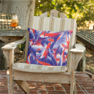 Abstract Stars  Red White and Blue Outdoor Cushion