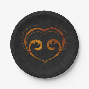 Abstract Steampunk Heart Paper Plate
