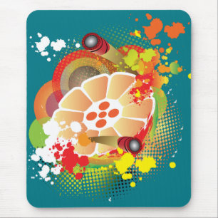 Abstract Steelpan with Pansticks and Paint Splash Mouse Pad