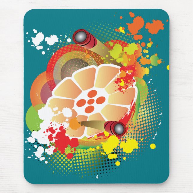 Abstract Steelpan with Pansticks and Paint Splash Mouse Pad (Front)