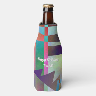 Abstract Stencil Art Adult Any Age Birthday Party Bottle Cooler