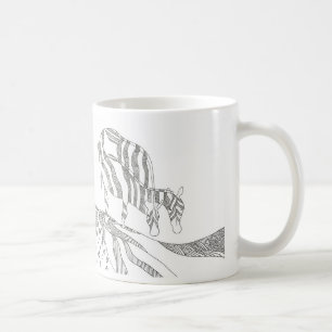 Abstract stick figure custom mug giraffe