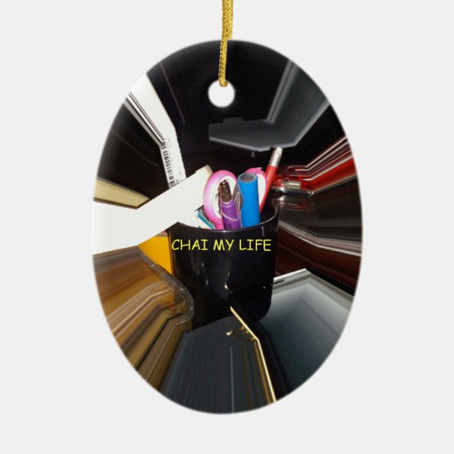 Abstract Still Life Tea Mug Office Stationary Art  Ceramic Tree Decoration (Front)