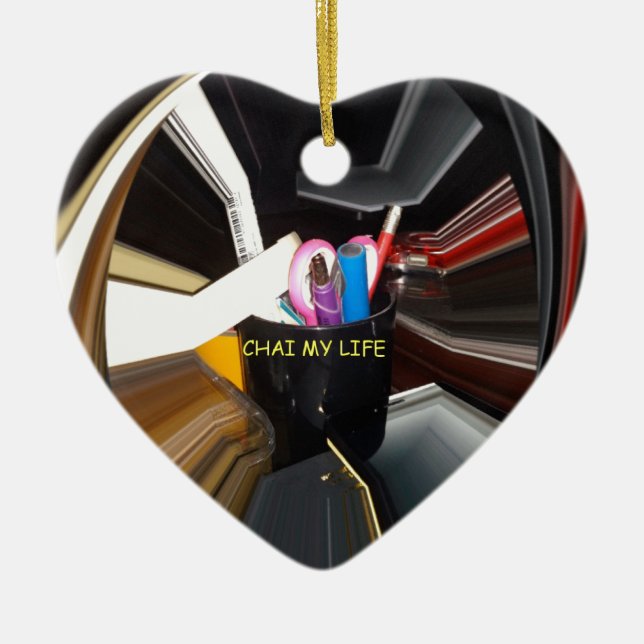 Abstract Still Life Tea Mug Office Stationary Art  Ceramic Tree Decoration (Front)