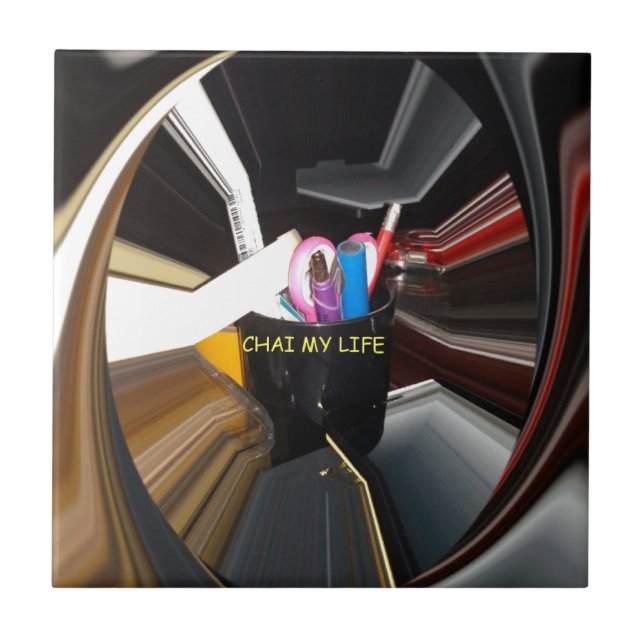 Abstract Still Life Tea Mug Office Stationary Art  Tile (Front)