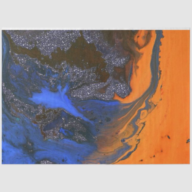 Abstract stone marble textured navy dark orange fi tissue paper (Front)