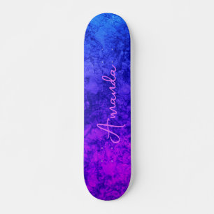 Abstract stone marble textured navy dark plum  skateboard