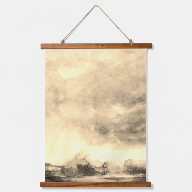 Abstract Storm Moonscape Watercolor  Hanging Tapestry (Front)