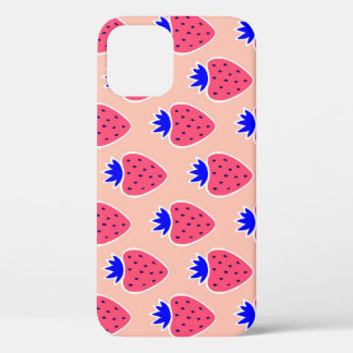 Abstract strawberry pattern on peach. iPhone 12 case