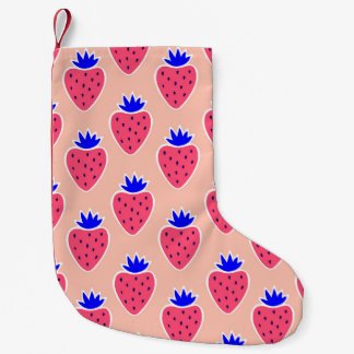 Abstract strawberry pattern on peach. small christmas stocking
