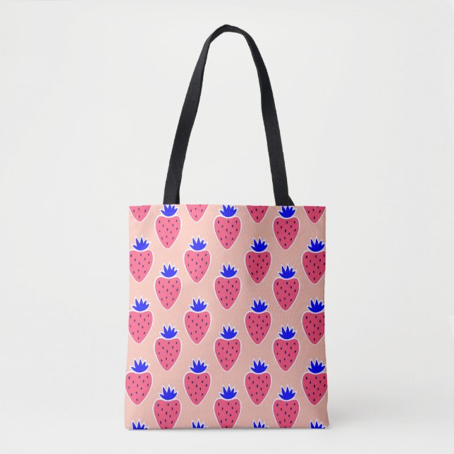 Abstract strawberry pattern on peach. tote bag (Front)