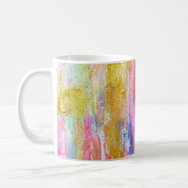 Abstract streams of paints on the wall. Modern tex Coffee Mug (Left)