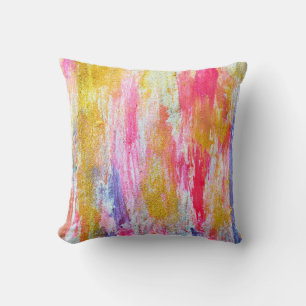Abstract streams of paints on the wall. Modern tex Cushion