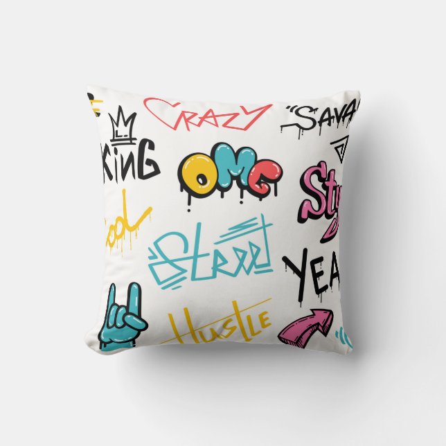 Abstract street graffiti lettering elements with g cushion (Front)