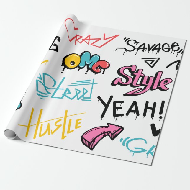Abstract street graffiti lettering elements with g wrapping paper (Unrolled)