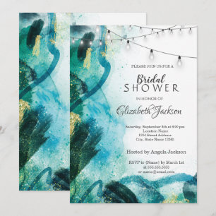 Abstract, String Lights, Watercolor  Invitation