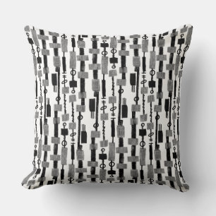 Abstract Stripe - Black on White Cushion