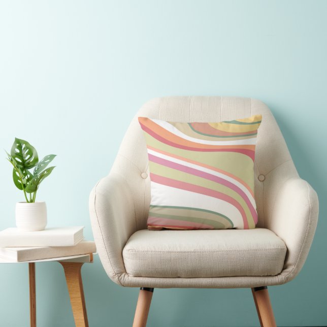 Abstract Stripe Rainbow Modern Colourful Bedroom Cushion (Chair)