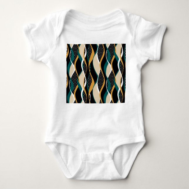 Abstract striped, colourful wavy pattern. baby bodysuit (Front)