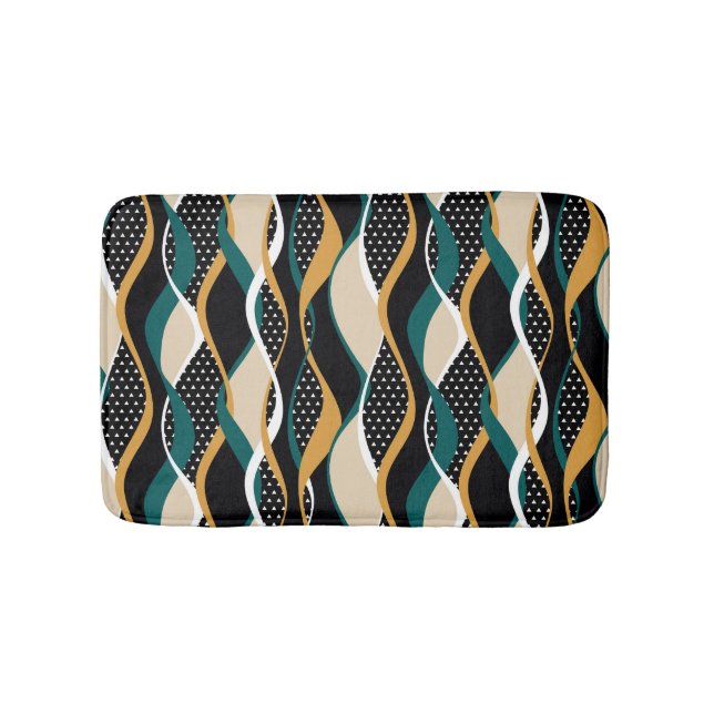Abstract striped, colourful wavy pattern. bath mat (Front)