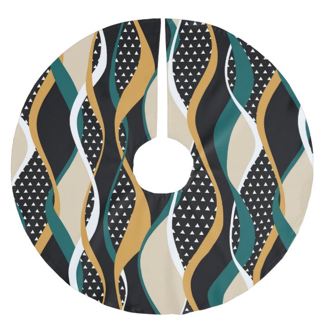 Abstract striped, colourful wavy pattern. brushed polyester tree skirt (Front)