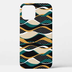 Abstract striped, colourful wavy pattern. iPhone 12 case