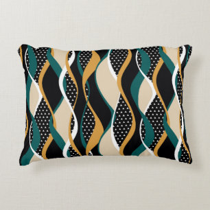 Abstract striped, colourful wavy pattern. decorative cushion