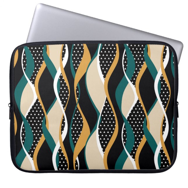 Abstract striped, colourful wavy pattern. laptop sleeve (Front)