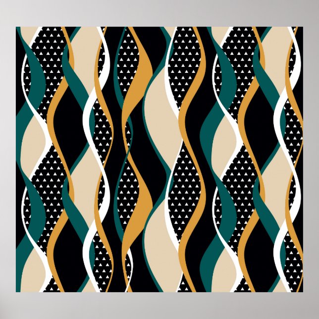 Abstract striped, colourful wavy pattern. poster (Front)