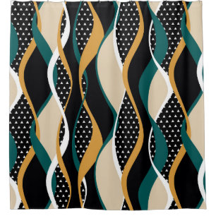 Abstract striped, colourful wavy pattern. shower curtain