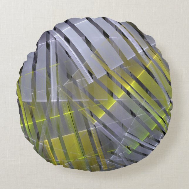 Abstract striped geometric decoration round cushion (Front)