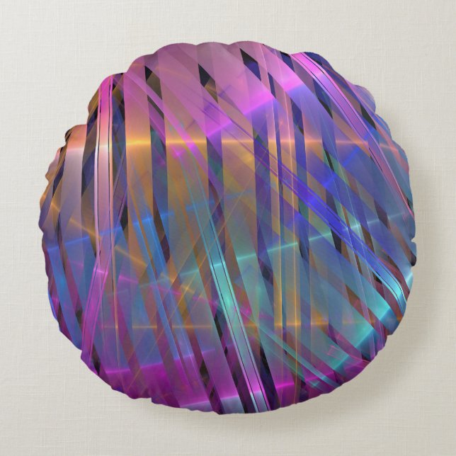Abstract striped geometric decoration round cushion (Front)