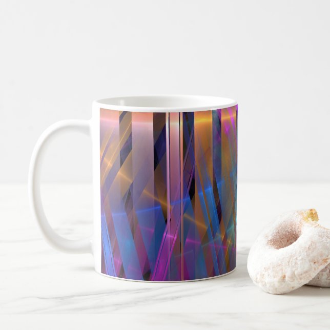 Abstract striped glossy geometric decoration coffee mug (With Donut)