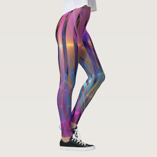 Abstract striped glossy geometric decoration leggings (Right)