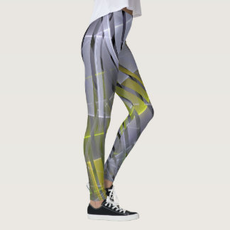 Abstract striped glossy geometric decoration leggings